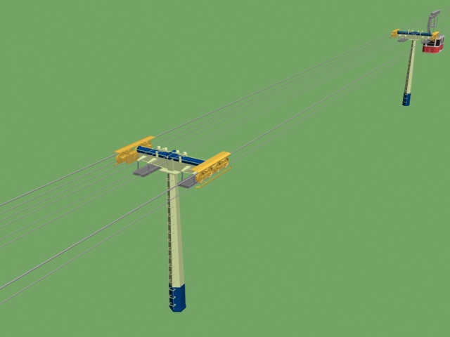 Amusement Park Cable Car 3d rendering