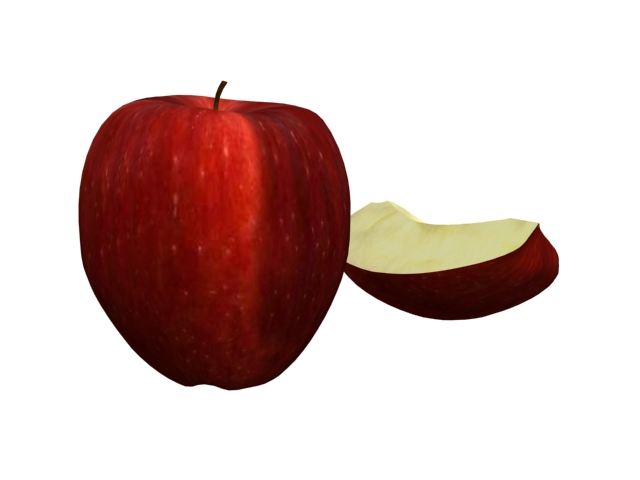 Red delicious apple with slice 3d rendering