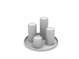 Candles and tray 3d model preview