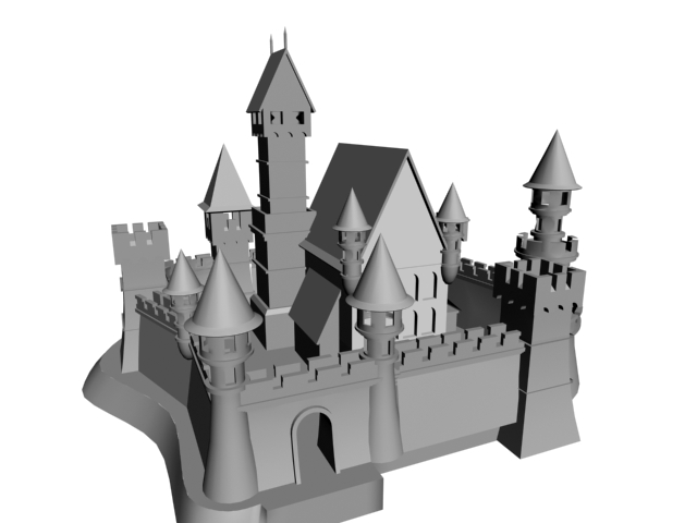 Ancient castle architecture 3d rendering