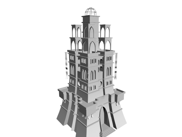 Main building of castle 3d rendering