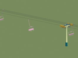 Aerial ropeway and cable car 3d model preview