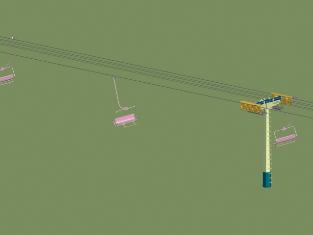 Aerial ropeway and cable car 3d rendering