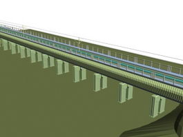 Cross-river elevated railway bridge 3d model preview