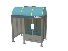 City bus stop shelter 3d model preview