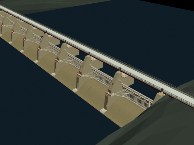 Dam Bridge 3d rendering