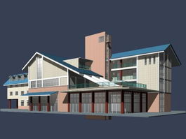 Apartment house building 3d model preview