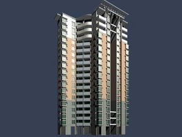 High-rise residential house 3d model preview