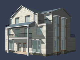 Villa residential building 3d model preview