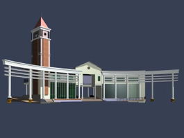 Museum architecture 3d model preview