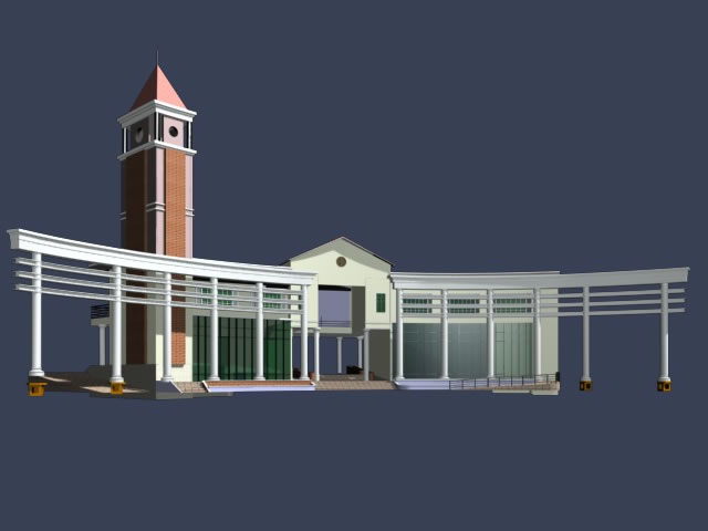 Museum architecture 3d rendering
