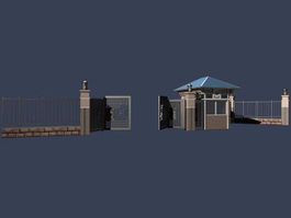 Gate and the guard room 3d model preview