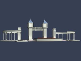 Entrance of the school gate 3d model preview