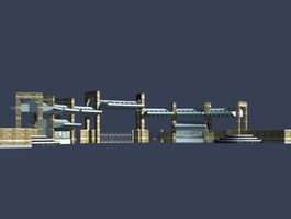 Entry gate of stadium 3d model preview