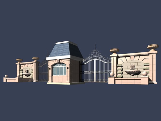 Entrance door of gated community 3d rendering