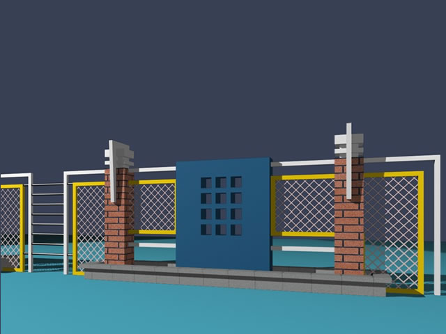 Fence building 3d rendering