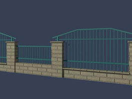 Metal garden fence 3d preview