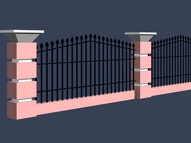 Iron fence for courtyard 3d rendering