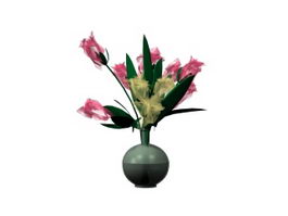 Decorative flowers and vase 3d model preview