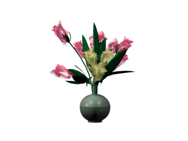 Decorative flowers and vase 3d rendering