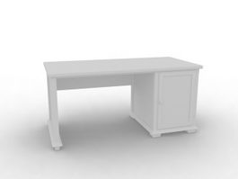 Office desk with cabinet 3d model preview