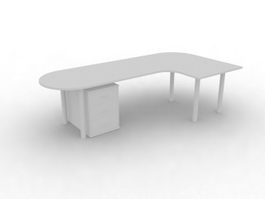 Office workstation table and cabinet 3d preview