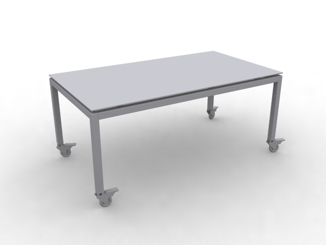 Coffee table with wheels 3d rendering