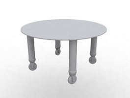 Round tea table with wheels 3d model preview