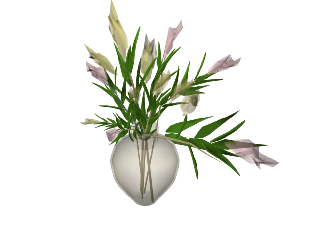 Glass vase with flowers 3d rendering