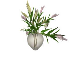 Glass vase with flowers 3d model preview