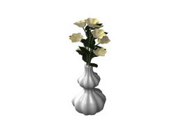 Ornamental vase flowers 3d model preview
