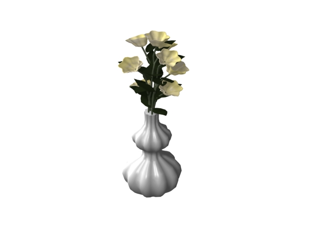 Ornamental vase flowers 3d rendering