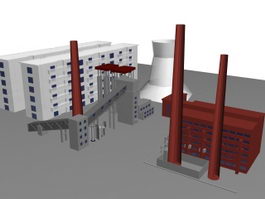 Industrial factory building 3d model preview