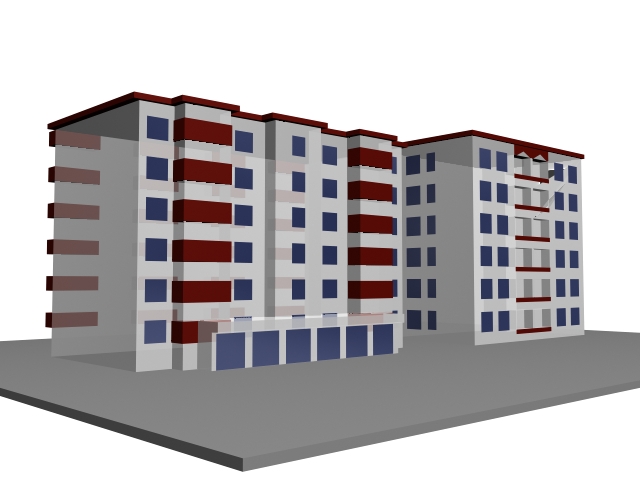 Multi-story residential building 3d rendering