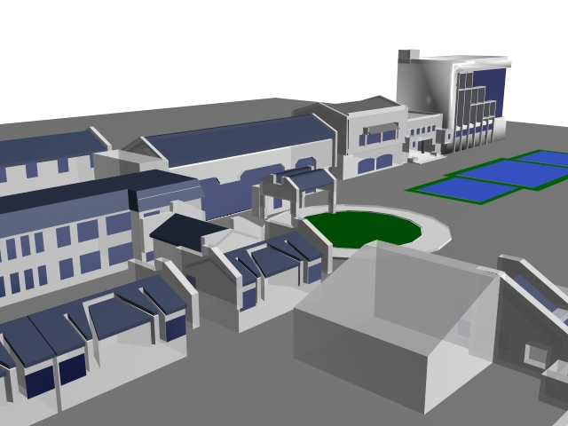 Factory architectural complex 3d rendering