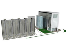 Commercial and residential complex 3d model preview