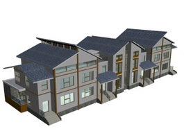 Terraced house 3d model preview