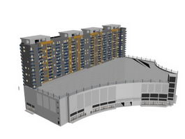 Multiple-story building for civil use 3d model preview