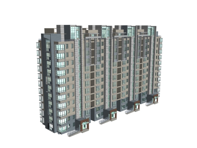 Apartment complex 3d rendering
