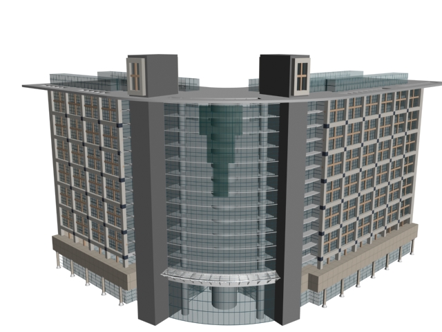 Modern office building 3d rendering