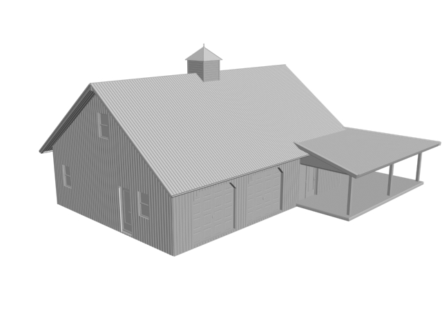 Wood frame house 3d rendering
