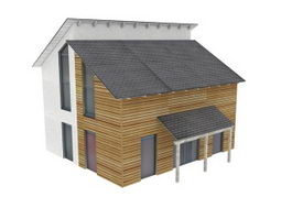 Rural residential building 3d model preview