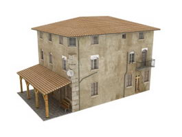 Old residential building 3d model preview