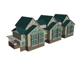 Townhouse building 3d model preview