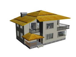 Deluxe villa 3d model preview
