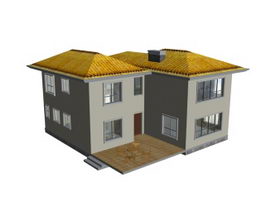 Luxury villa building 3d model preview