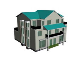 Multi-layer luxury house 3d model preview
