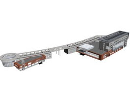 Urban commercial center 3d model preview