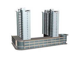 Commercial and residential buildings 3d model preview
