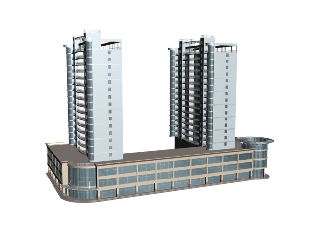 Commercial and residential buildings 3d rendering